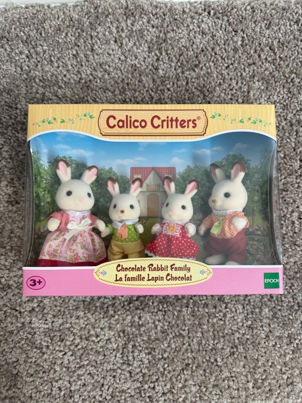 Calico Critters chocolate rabbit family new in box